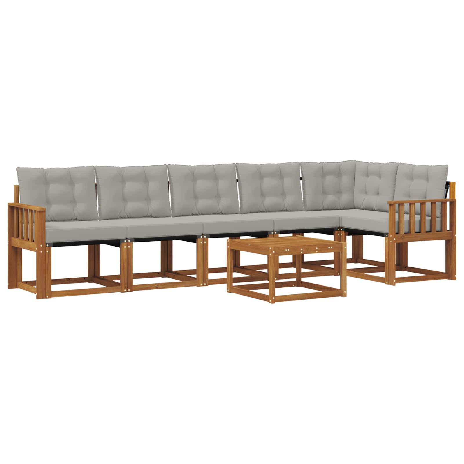 Zunanja garnitura za sedenje 7 pcs Naravna in svetlo siva - slika 2