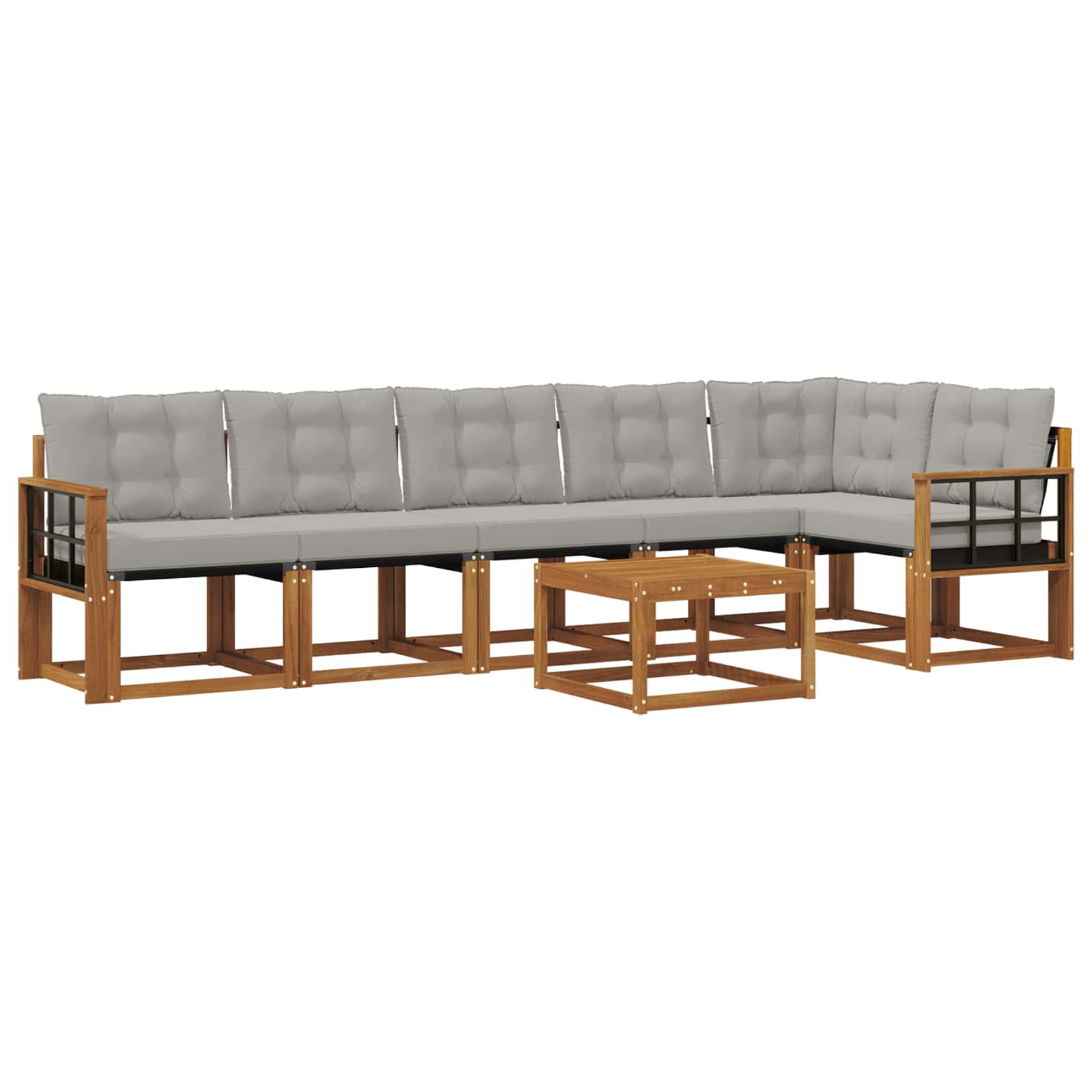 Thumbnail - vidaXL Outdoor-Sofagarnitur mit Kissen 7 pcs Natürlich und Hellgrau