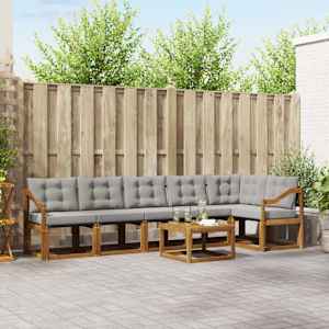 Zunanja garnitura za sedenje 7 pcs Naravna in svetlo siva