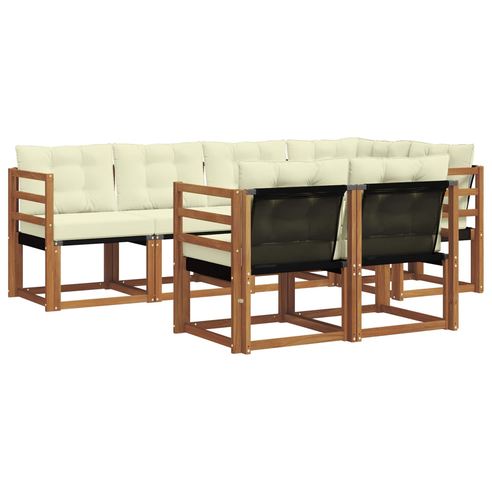 Zunanja garnitura za sedenje z blazino 7 pcs Naravna in smetana - slika 2