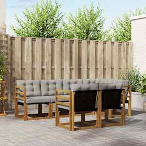 Zunanja garnitura za sedenje 7 pcs Naravna in svetlo siva