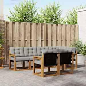 Zunanja garnitura za sedenje 7 pcs Naravna in svetlo siva