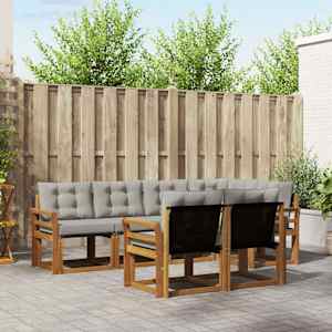 Zunanja garnitura za sedenje 7 pcs Naravna in svetlo siva