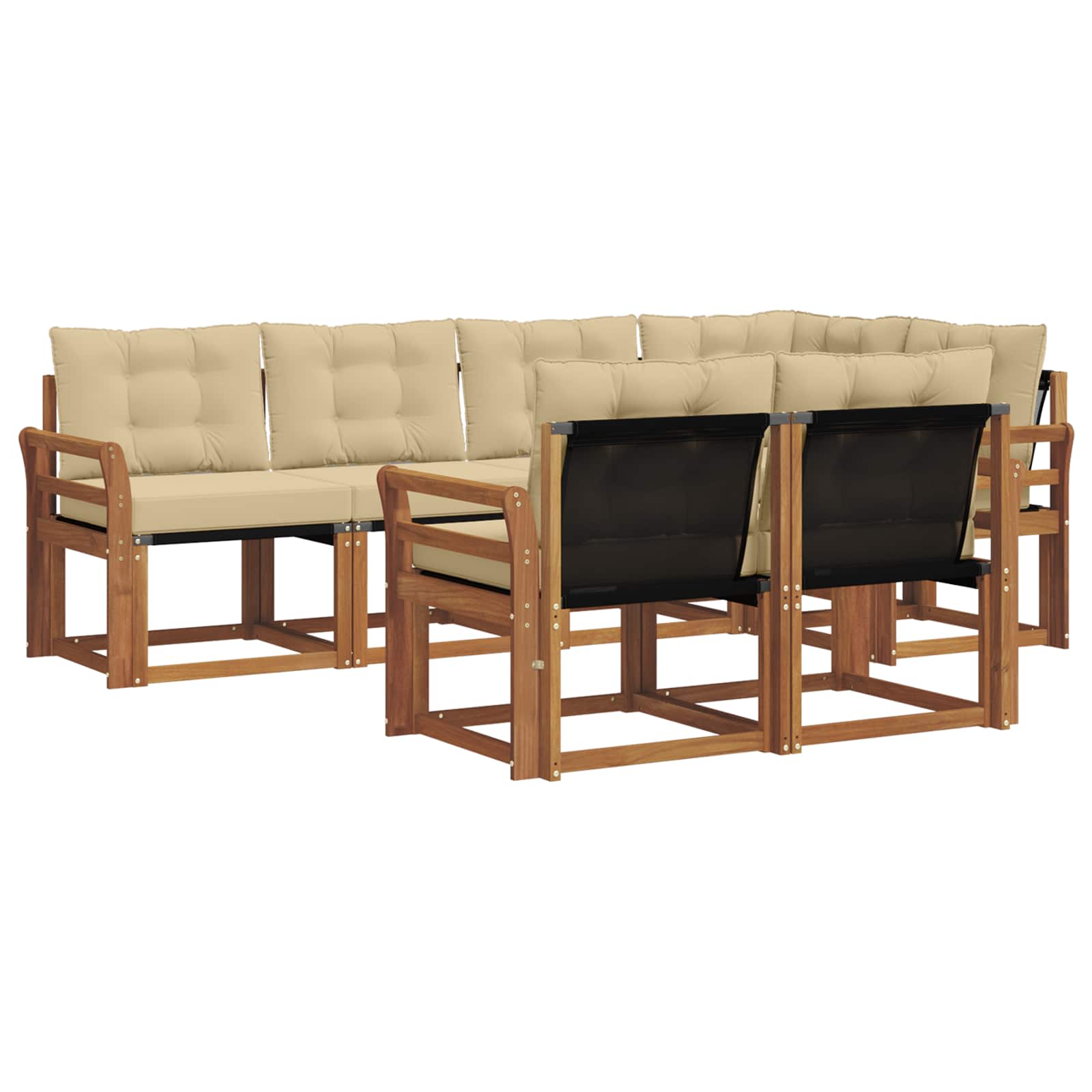 Zunanja garnitura za sedenje z blazino 7 pcs Naravna in bež - slika 2
