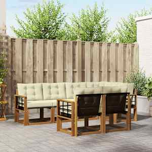 Zunanja garnitura za sedenje z blazino 7 pcs Naravna in smetana