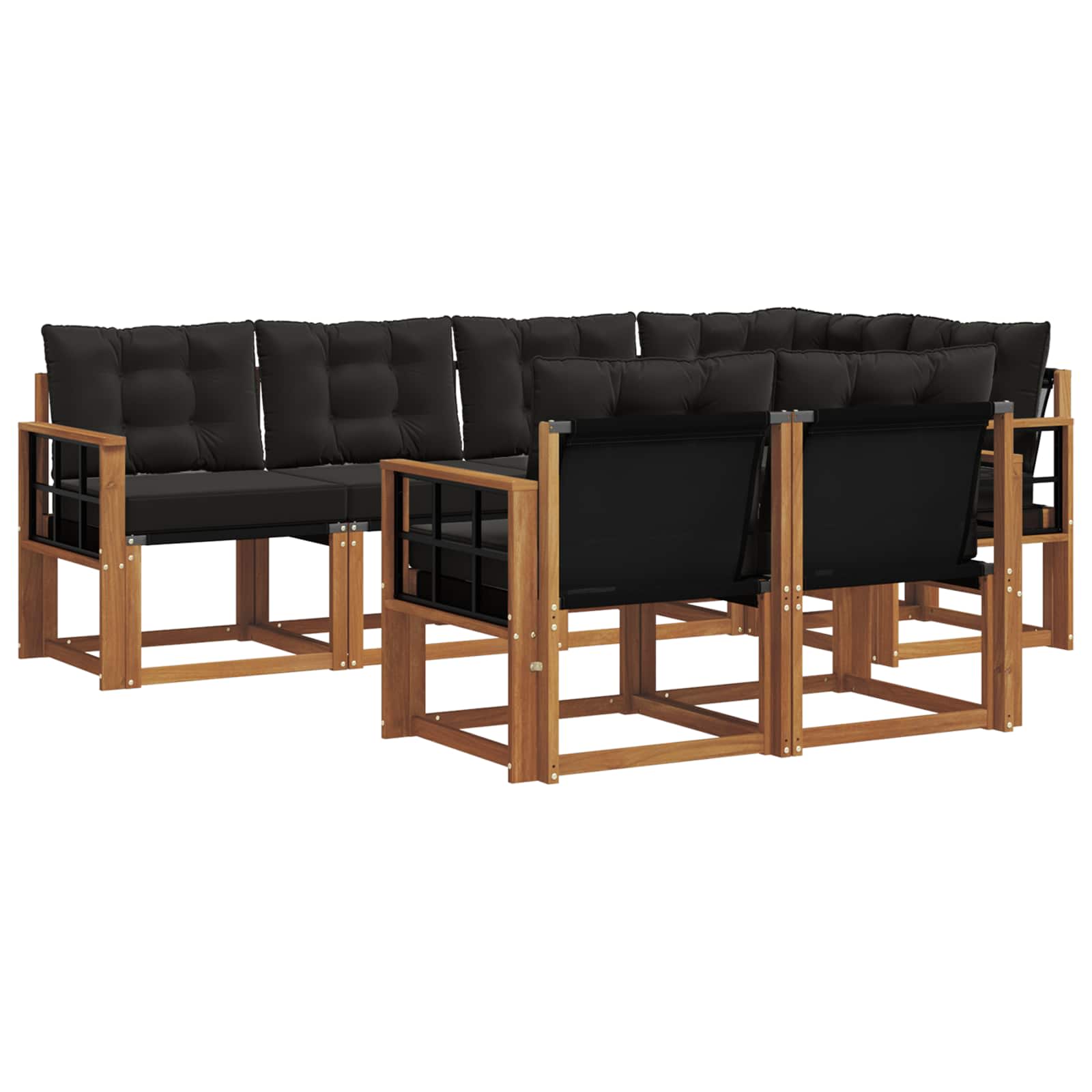 Zunanja garnitura za sedenje z blazino 7 pcs Naravna in črna - slika 2