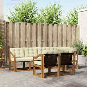 Zunanja garnitura za sedenje z blazino 7 pcs Naravna in smetana