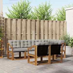 Zunanja garnitura za sedenje 7 pcs Naravna in svetlo siva