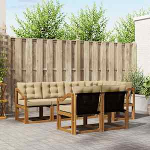 Zunanja garnitura za sedenje z blazino 7 pcs Naravna in bež