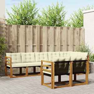 Zunanja garnitura za sedenje z blazino 8 pcs Naravna in smetana