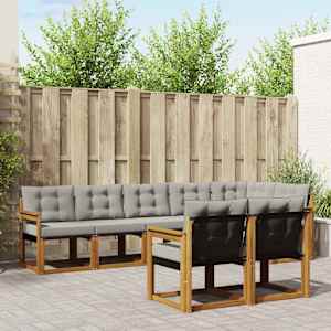 Zunanja garnitura za sedenje 8 pcs Naravna in svetlo siva