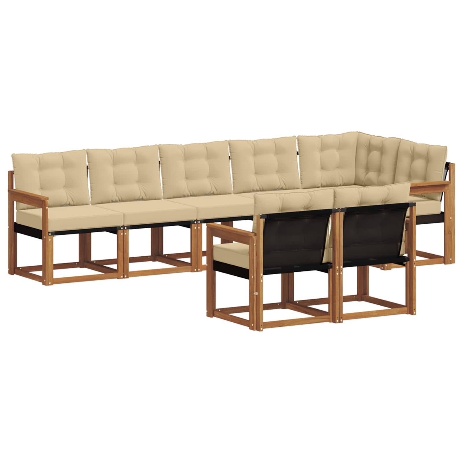 Zunanja garnitura za sedenje z blazino 8 pcs Naravna in bež - slika 2