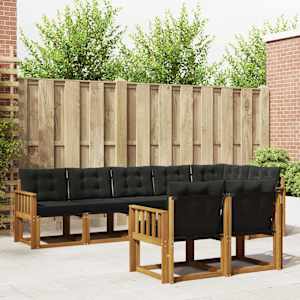 Zunanja garnitura za sedenje z blazino 8 pcs Naravna in črna