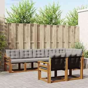 Zunanja garnitura za sedenje 8 pcs Naravna in svetlo siva