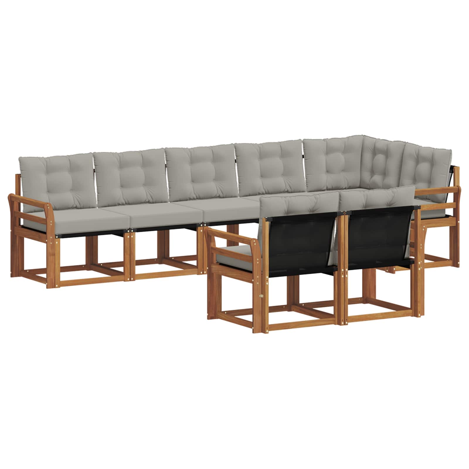 Zunanja garnitura za sedenje 8 pcs Naravna in svetlo siva - slika 2