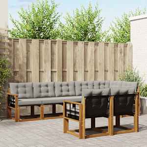 Zunanja garnitura za sedenje 8 pcs Naravna in svetlo siva