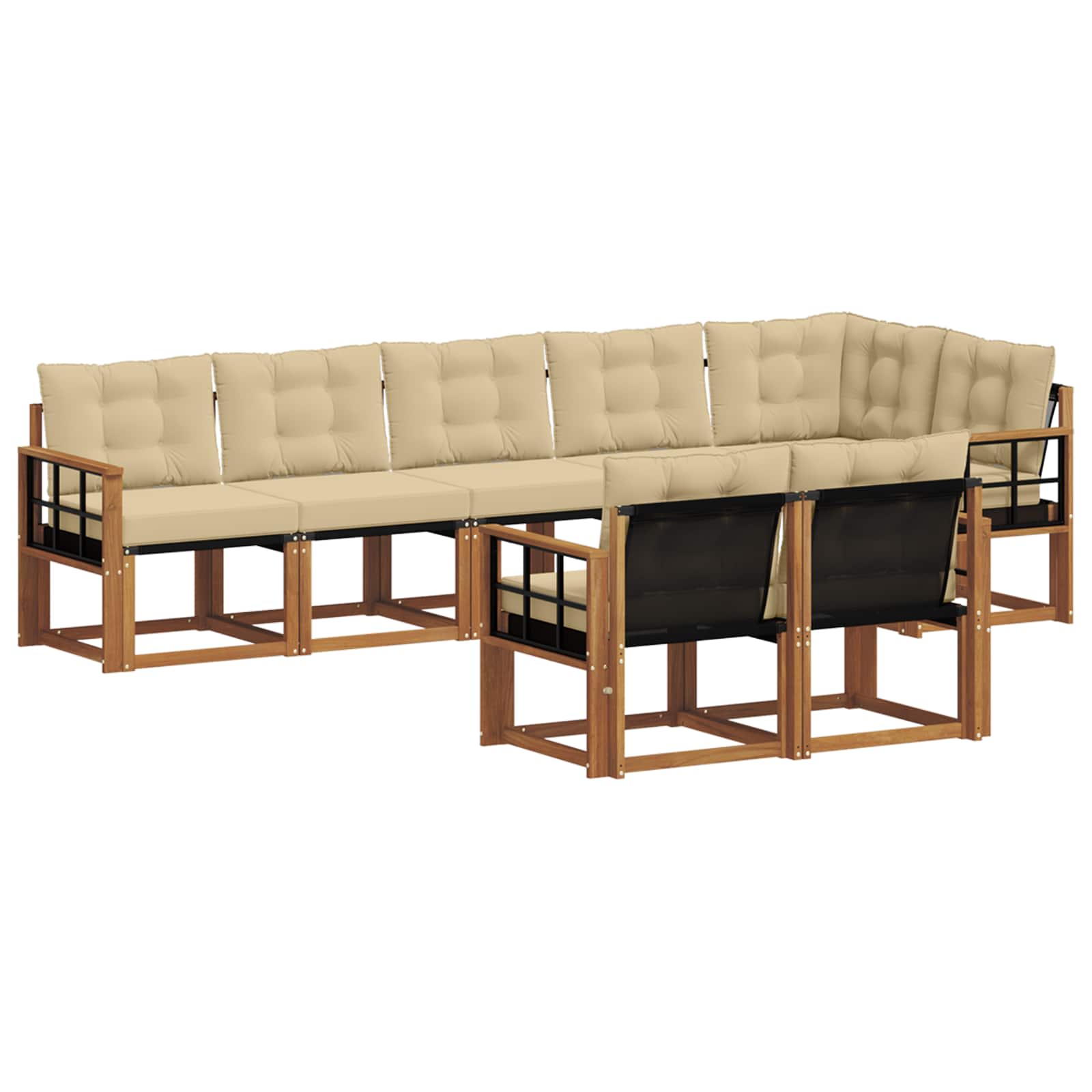 Zunanja garnitura za sedenje z blazino 8 pcs Naravna in bež - slika 2