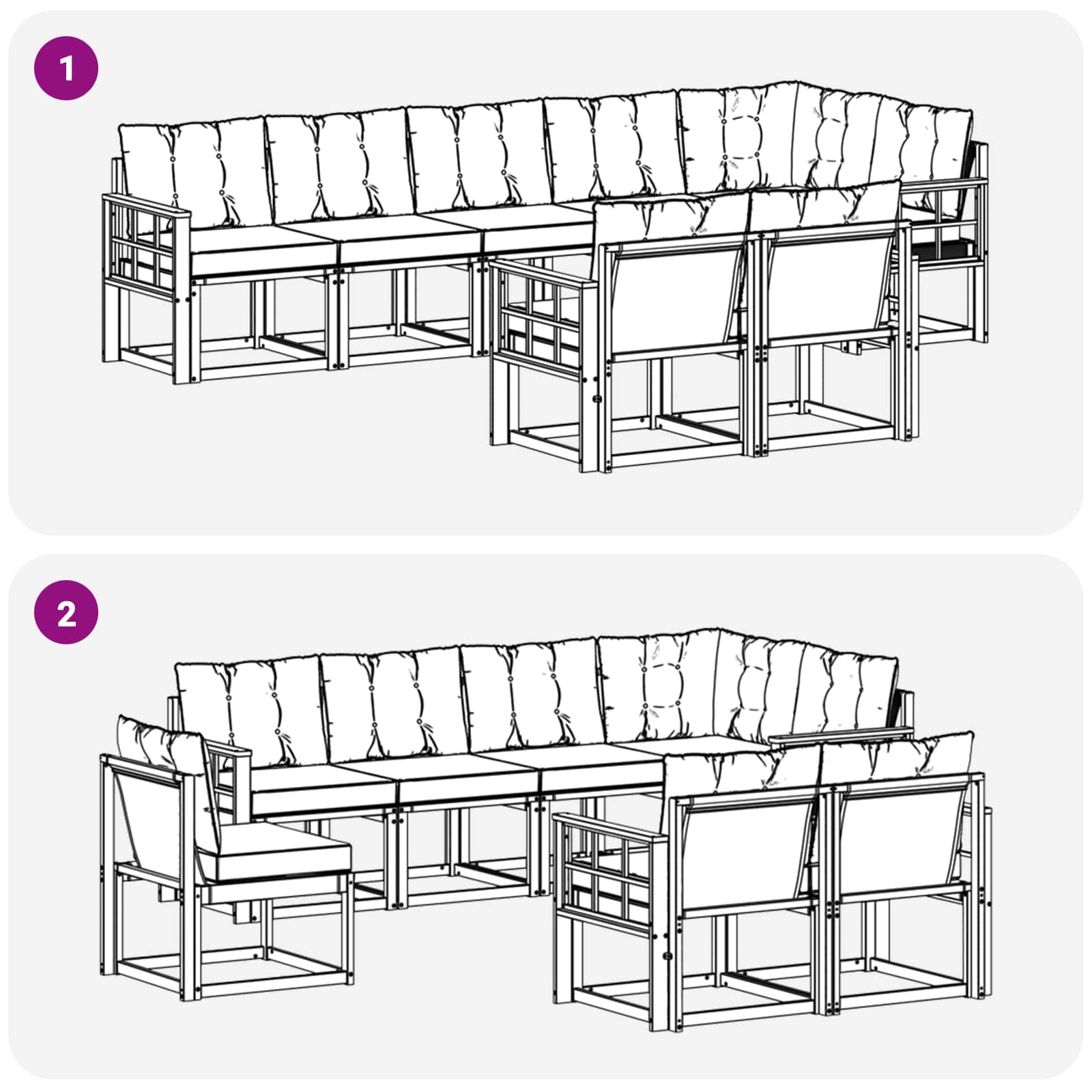 Zunanja garnitura za sedenje z blazino 8 pcs Naravna in bež - slika 8