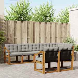 Zunanja garnitura za sedenje 8 pcs Naravna in svetlo siva