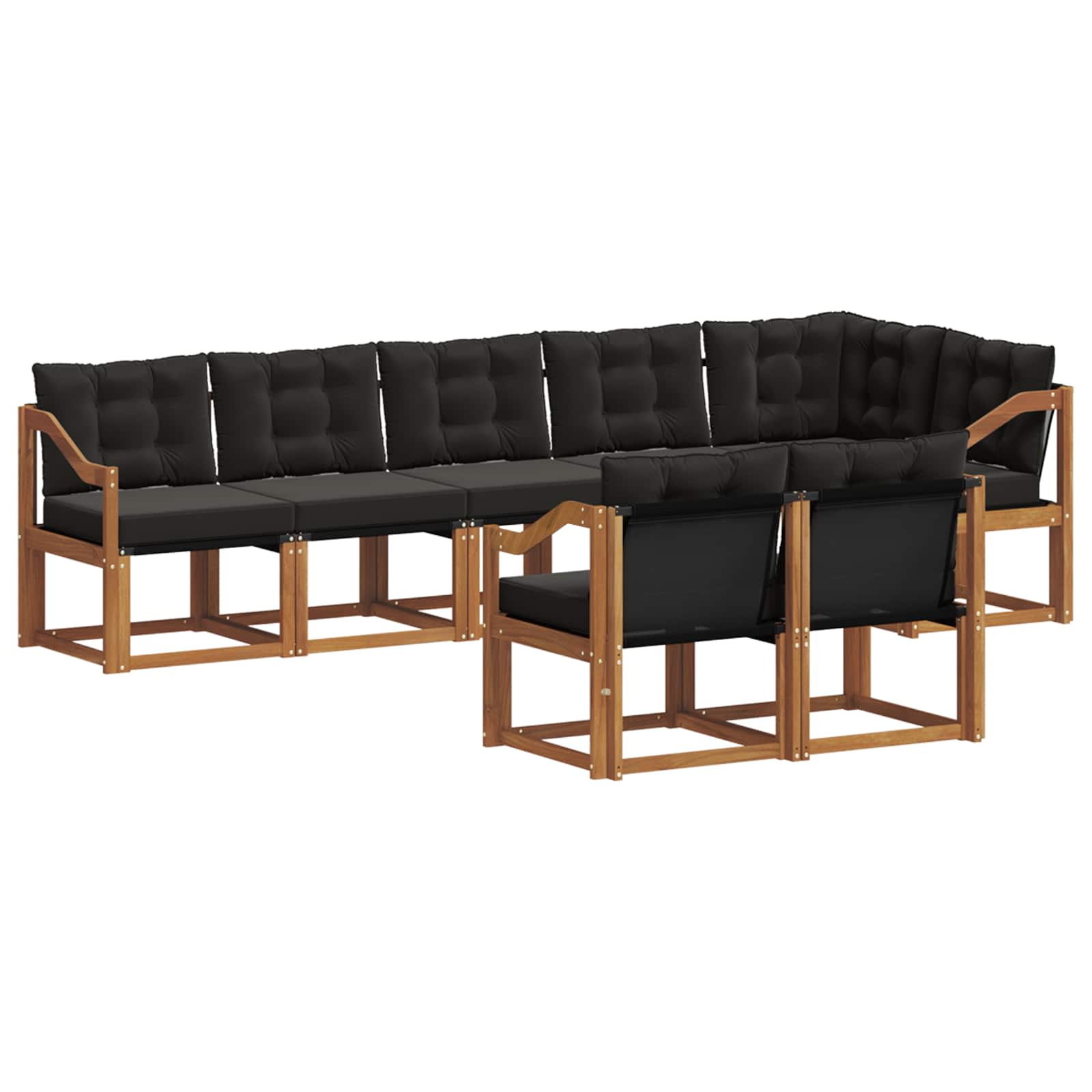 Zunanja garnitura za sedenje z blazino 8 pcs Naravna in črna - slika 2