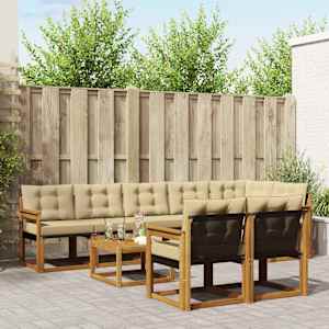 Zunanja garnitura za sedenje z blazino 9 pcs Naravna in bež