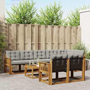 Zunanja garnitura za sedenje 9 pcs Naravna in svetlo siva