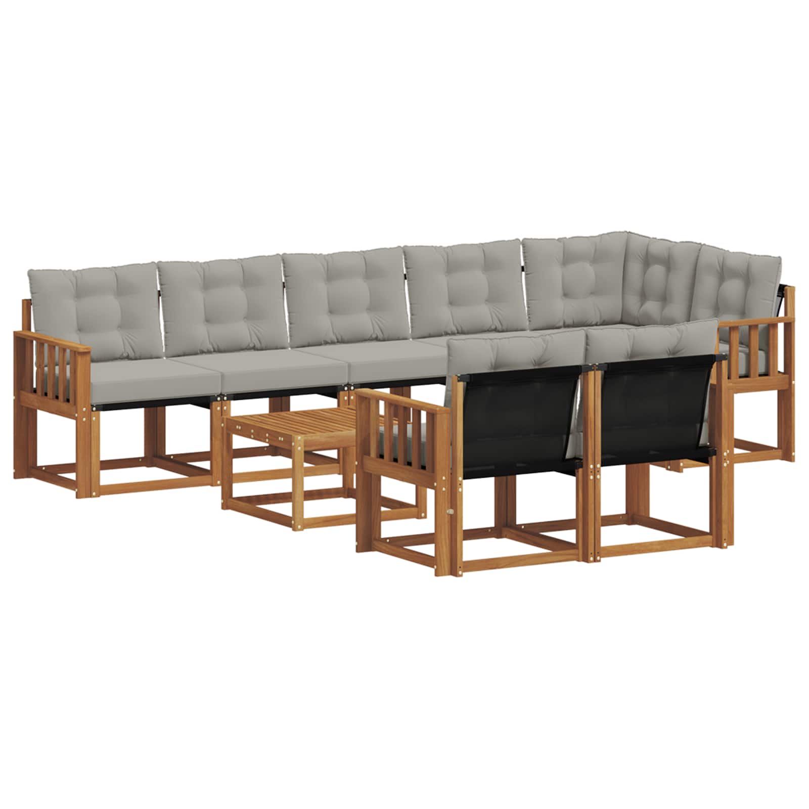 Zunanja garnitura za sedenje 9 pcs Naravna in svetlo siva - slika 2