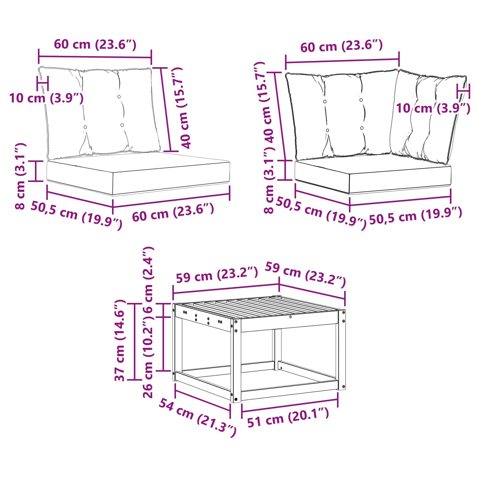 Zunanja garnitura za sedenje 9 pcs Naravna in svetlo siva - slika 13