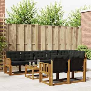 Zunanja garnitura za sedenje z blazino 9 pcs Naravna in črna