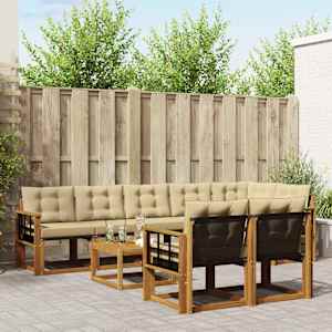 Zunanja garnitura za sedenje z blazino 9 pcs Naravna in bež