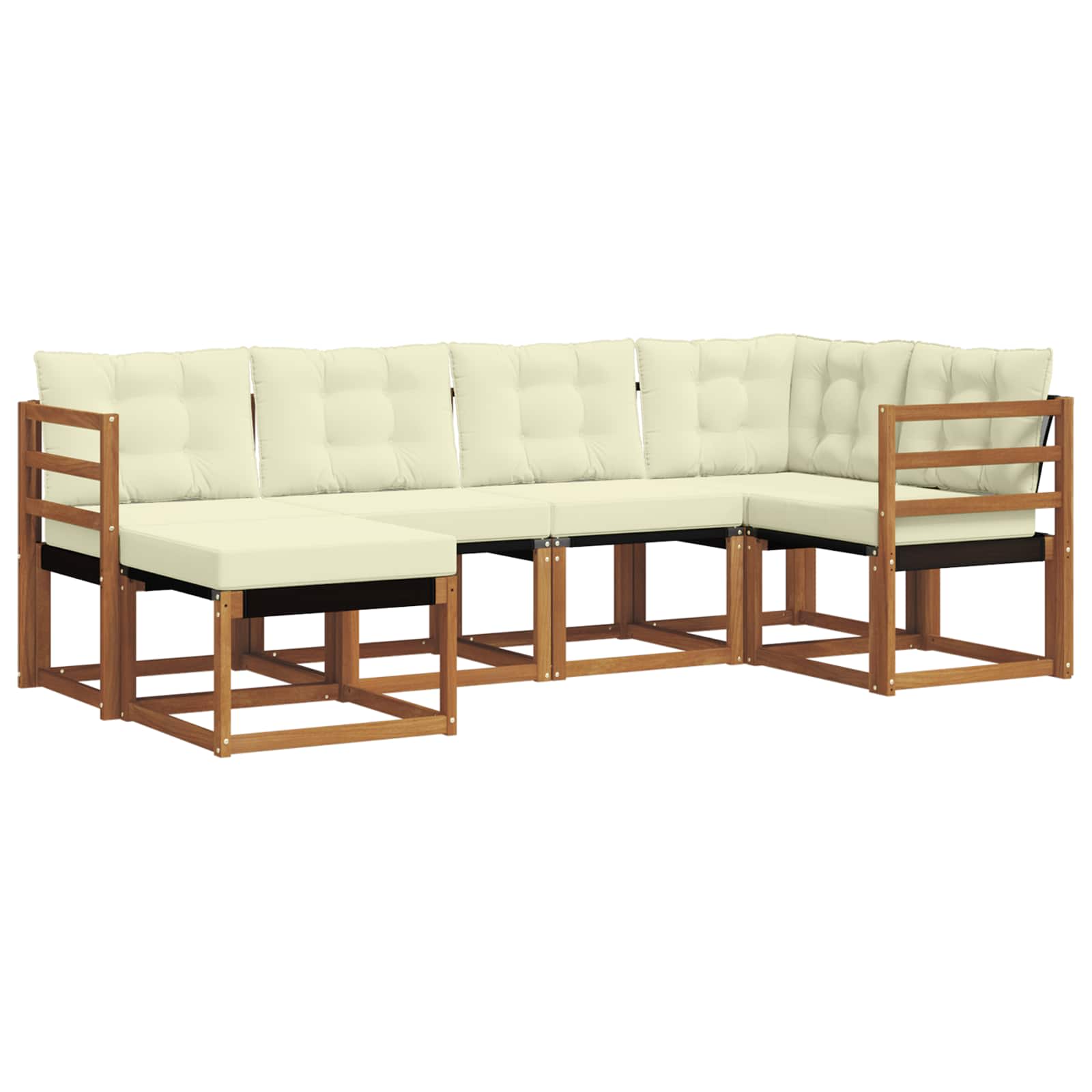 Zunanja garnitura za sedenje z blazino 6 pcs Naravna in smetana - slika 2