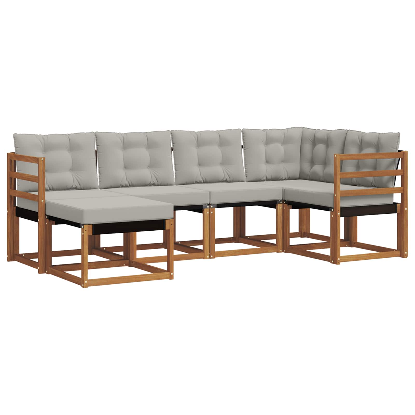 Thumbnail - vidaXL Outdoor-Sofagarnitur mit Kissen 6 pcs Natürlich und Hellgrau