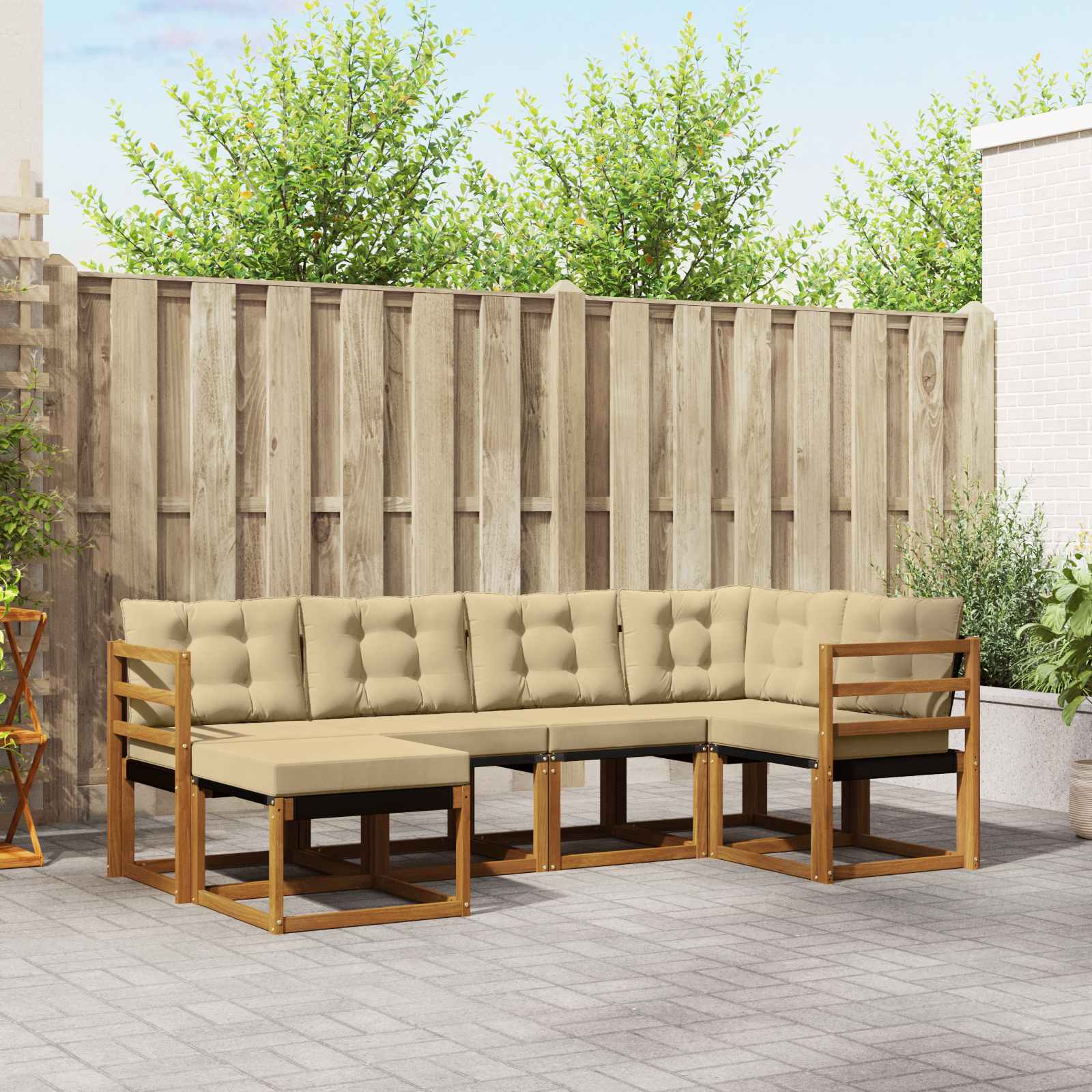 vidaXL Set de canapele de exterior cu pernă 6 pcs Natural și Bej