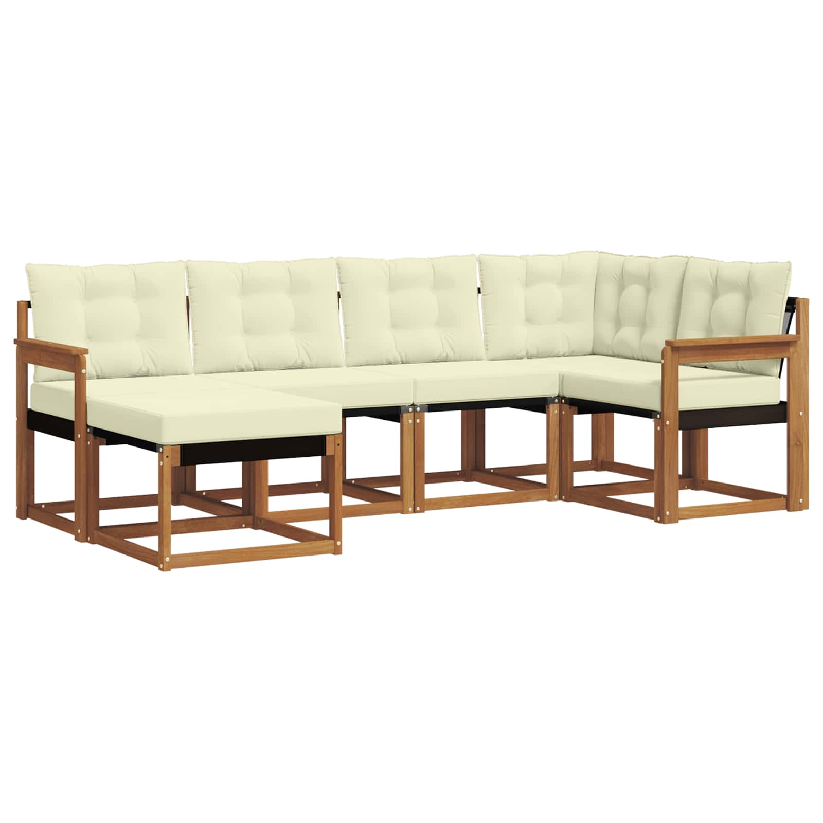 Zunanja garnitura za sedenje z blazino 6 pcs Naravna in smetana - slika 2