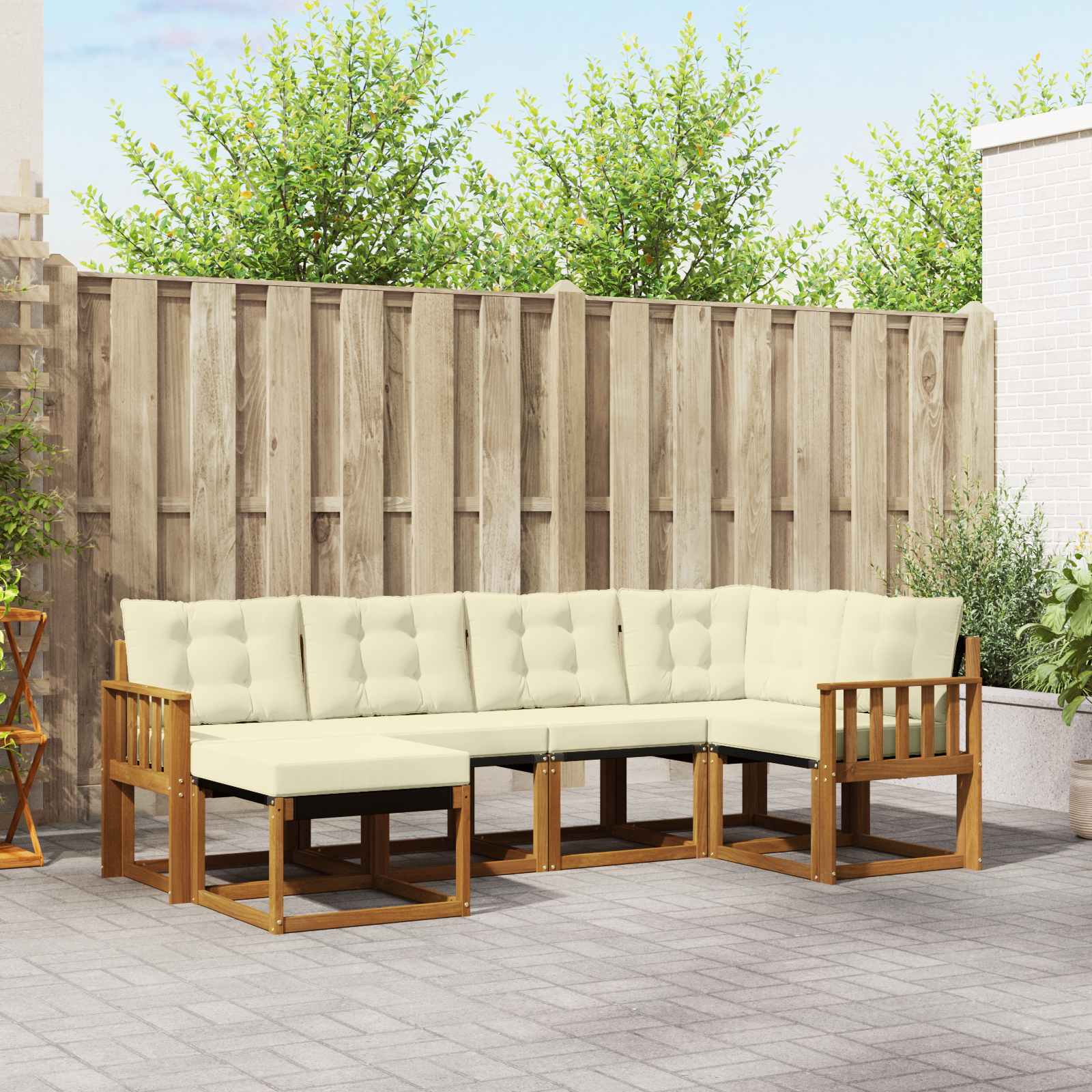 vidaXL Set de canapele de exterior cu pernă 6 pcs Natural și Crem