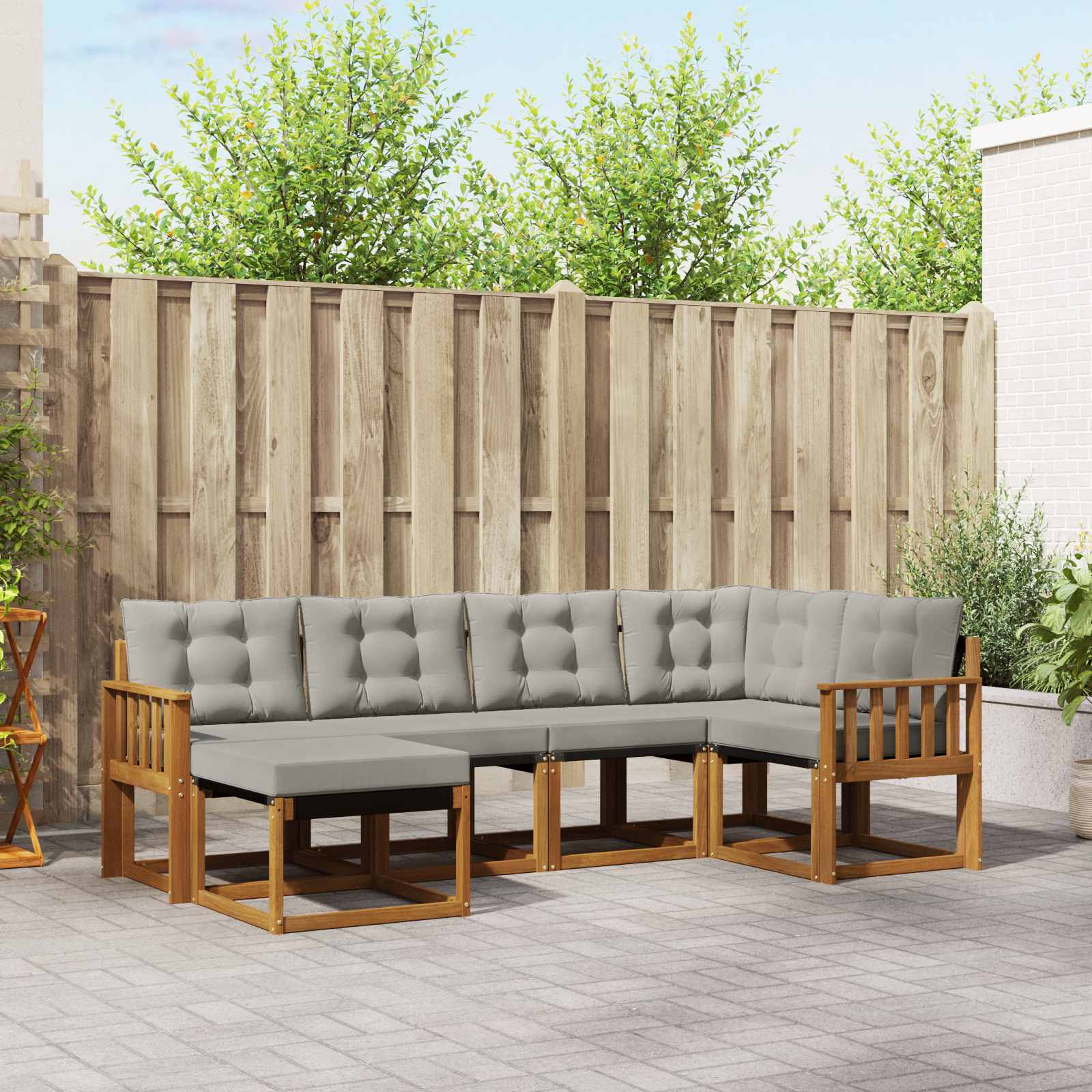 vidaXL Set de canapele de exterior 6 pcs Gri natural și deschis