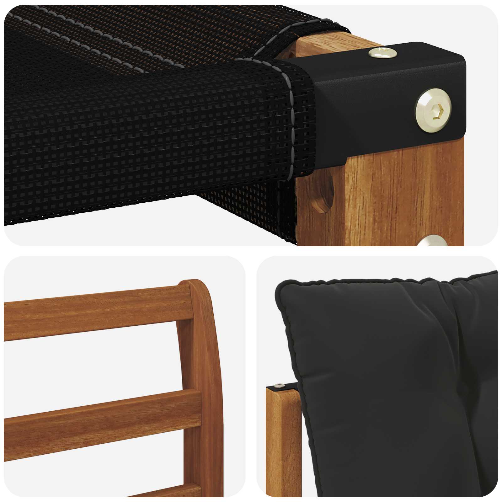 Zunanja garnitura za sedenje z blazino 6 pcs Naravna in črna - slika 9