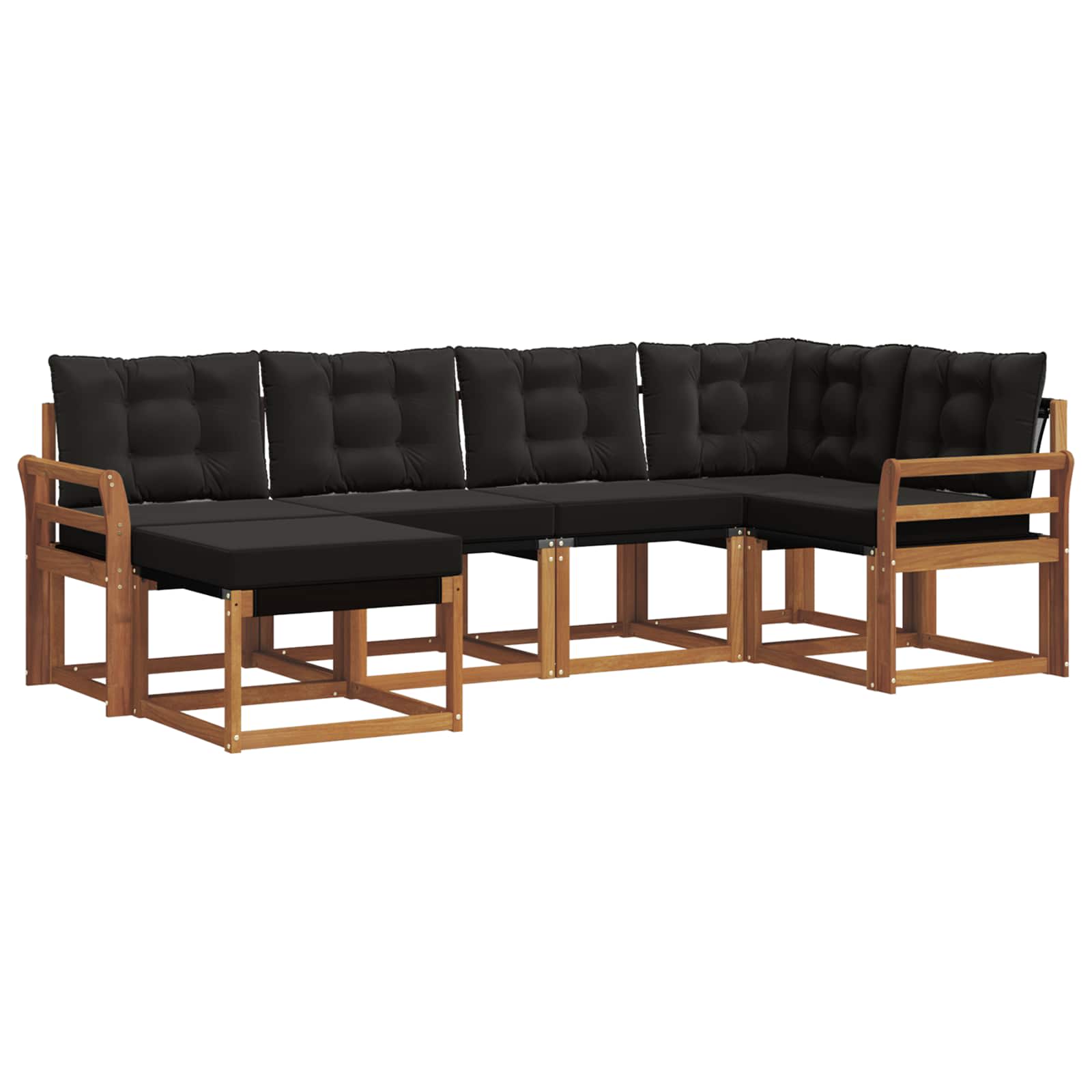 Zunanja garnitura za sedenje z blazino 6 pcs Naravna in črna - slika 2