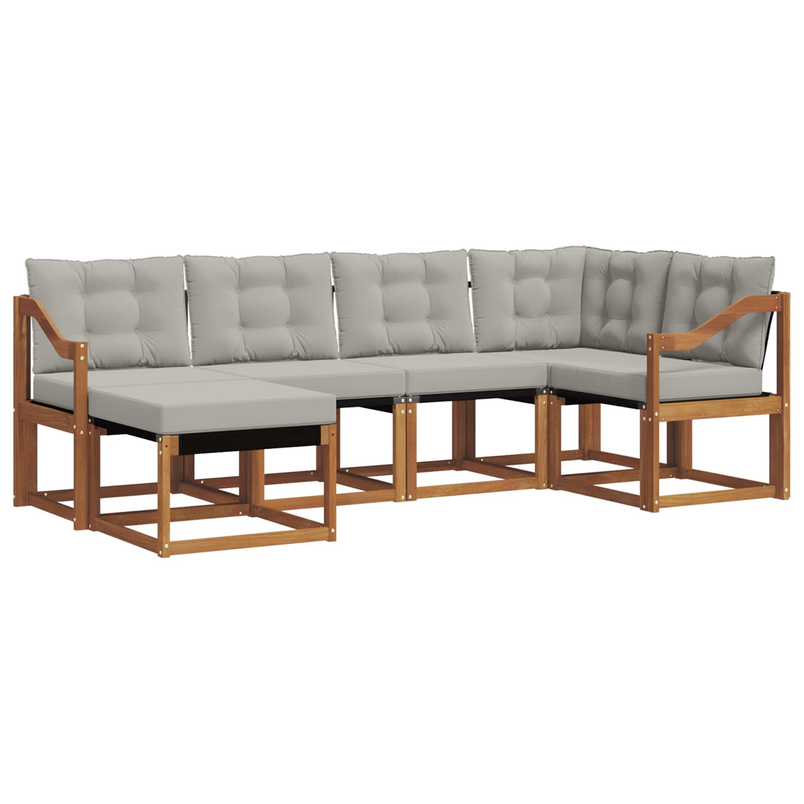 Thumbnail - vidaXL Outdoor-Sofagarnitur mit Kissen 6 pcs Natürlich und Hellgrau