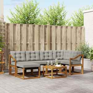 Zunanja garnitura za sedenje 7 pcs Naravna in svetlo siva