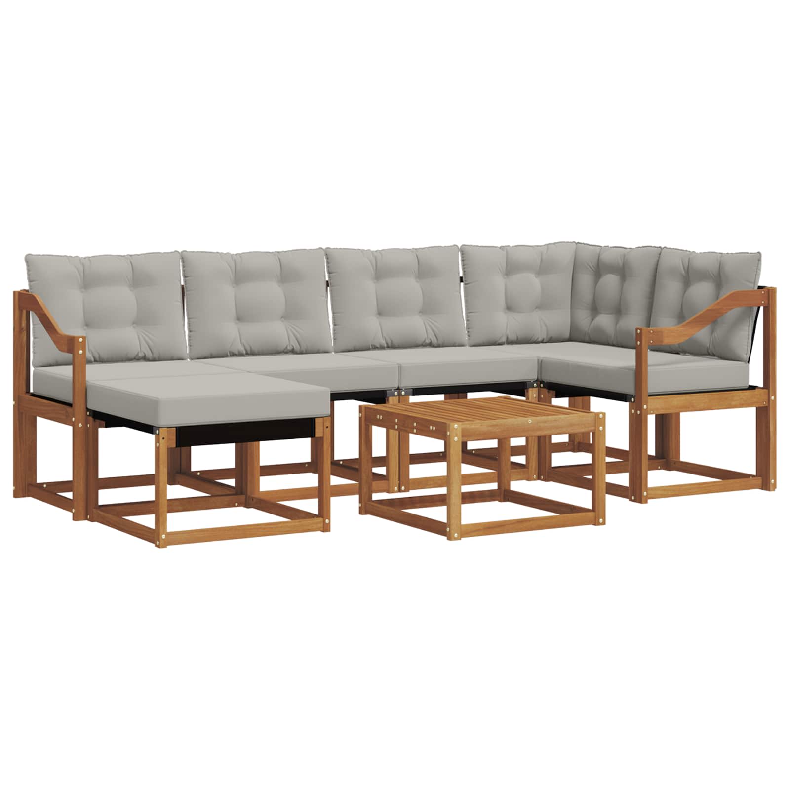 Zunanja garnitura za sedenje 7 pcs Naravna in svetlo siva - slika 2