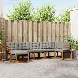 Zunanja garnitura za sedenje 7 pcs Naravna in svetlo siva