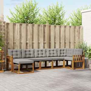 Zunanja garnitura za sedenje 7 pcs Naravna in svetlo siva