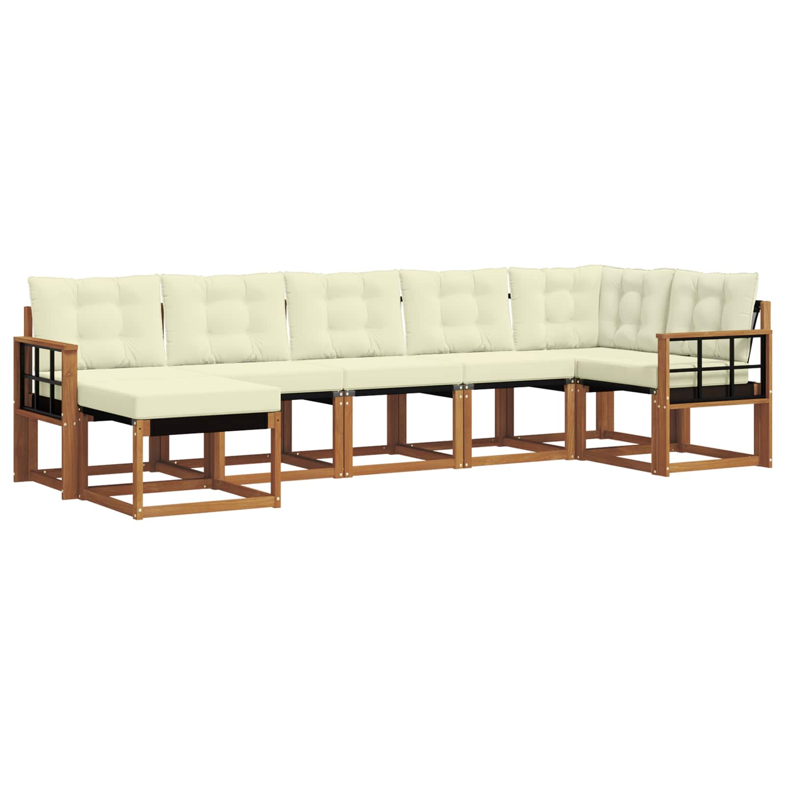 Zunanja garnitura za sedenje z blazino 7 pcs Naravna in smetana - slika 2