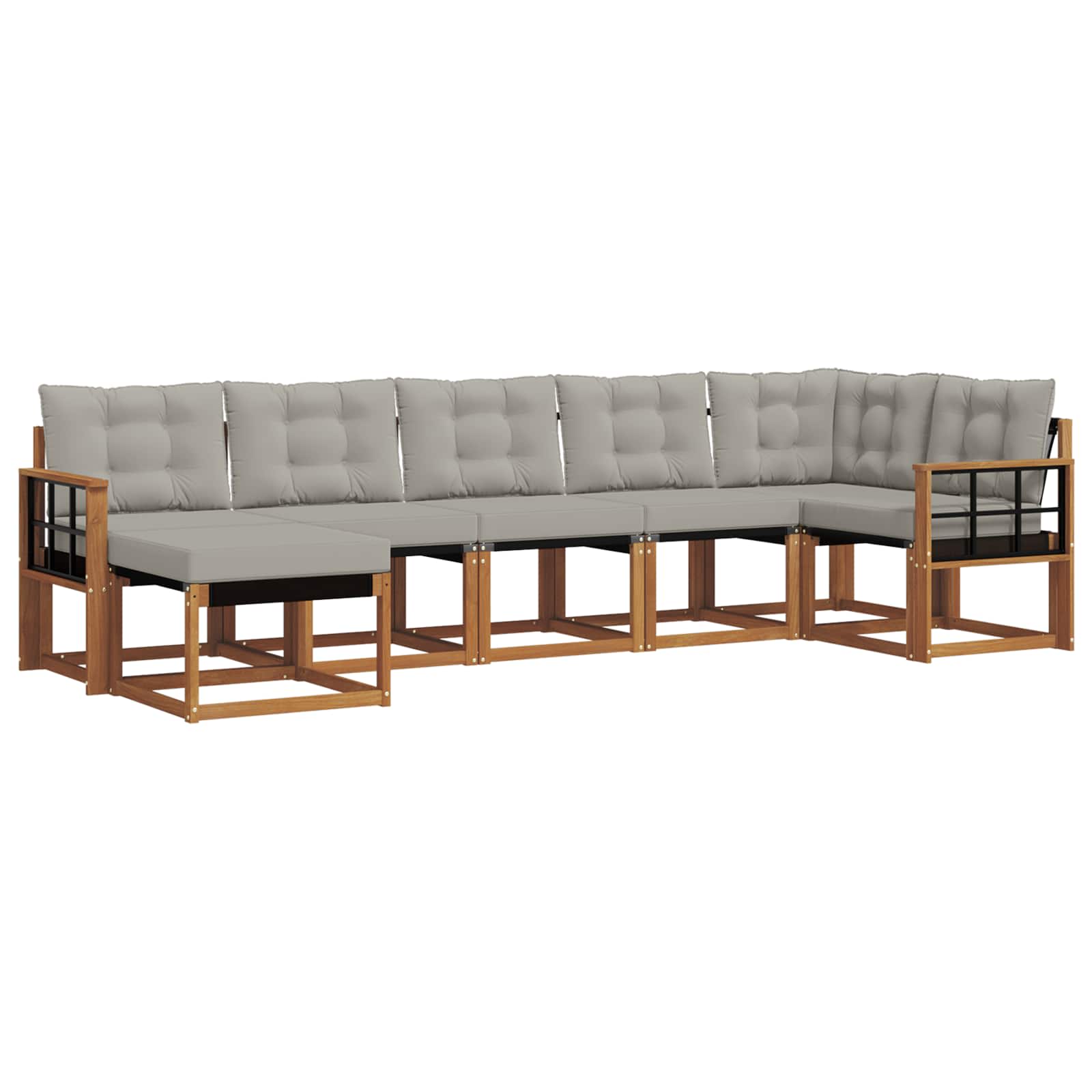 Thumbnail - vidaXL Outdoor-Sofagarnitur mit Kissen 7 pcs Natürlich und Hellgrau