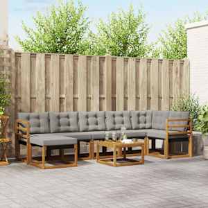 Zunanja garnitura za sedenje 8 pcs Naravna in svetlo siva
