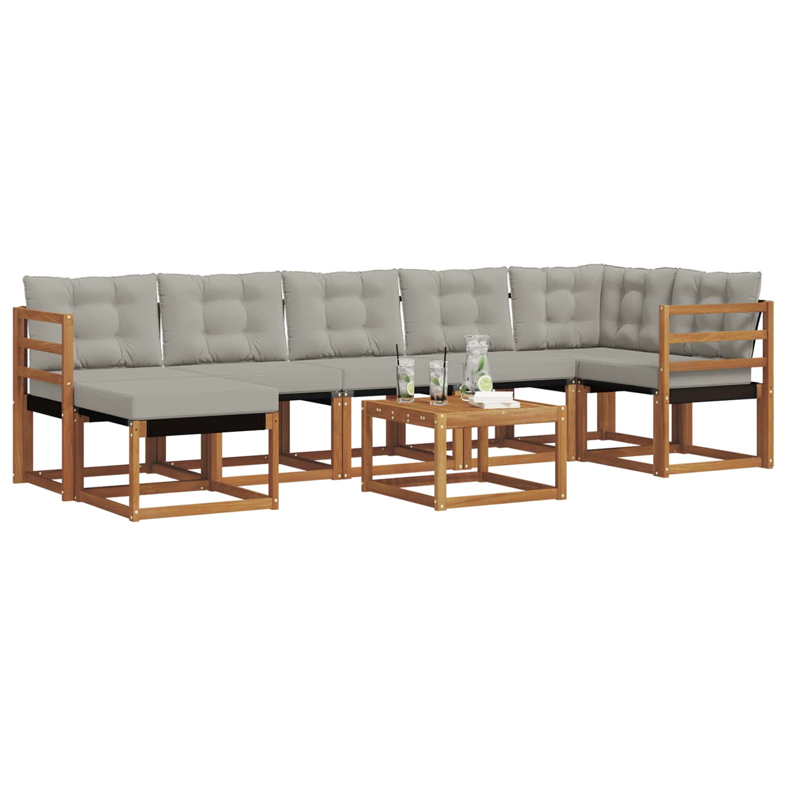 Zunanja garnitura za sedenje 8 pcs Naravna in svetlo siva - slika 3