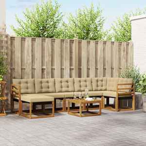 Zunanja garnitura za sedenje z blazino 8 pcs Naravna in bež