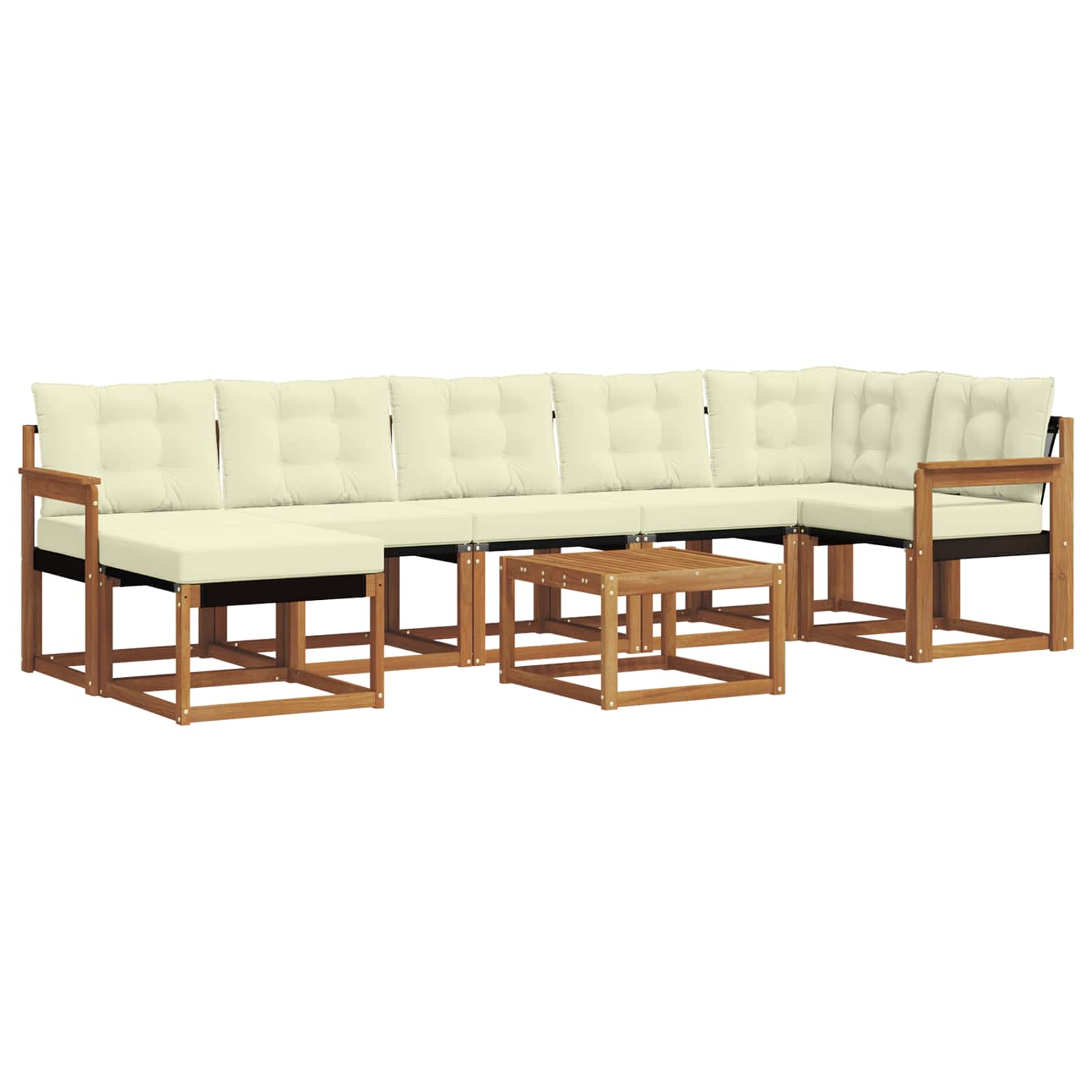 Zunanja garnitura za sedenje z blazino 8 pcs Naravna in smetana - slika 2