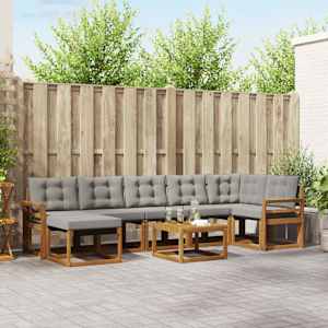 Zunanja garnitura za sedenje 8 pcs Naravna in svetlo siva